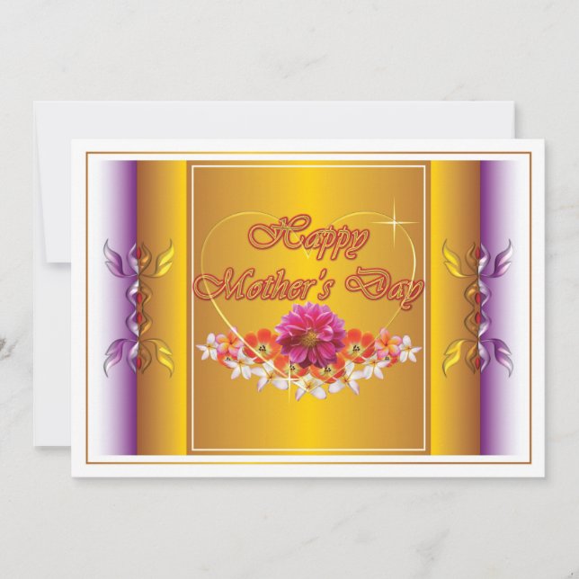 Fleurs et Coeur Design Bonne carte de fête des mèr (Devant)