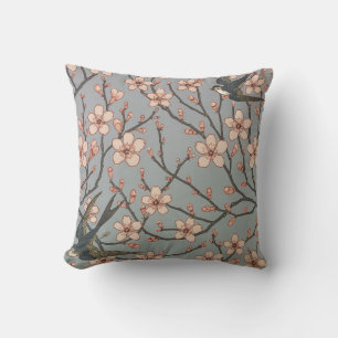 Fleurs et coussin chinois d'oiseaux