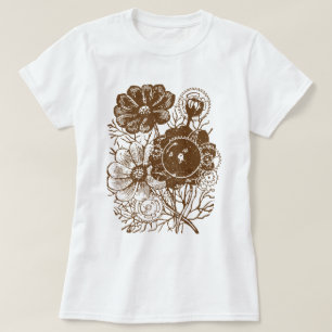 Fleurs Et Engrenages T-shirt Vintage