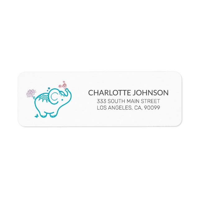 Fleurs Et Étiquette Eléphant Bébé (Devant)