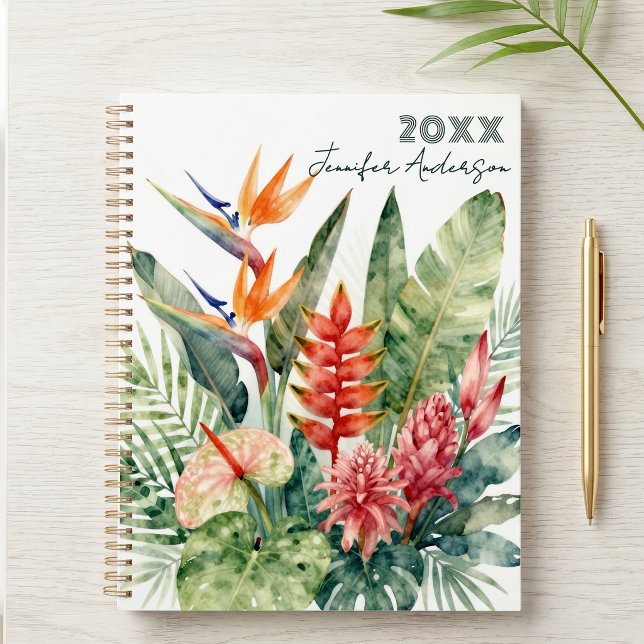 Fleurs et feuillages botaniques tropicaux à l'aqua (Créateur téléchargé)