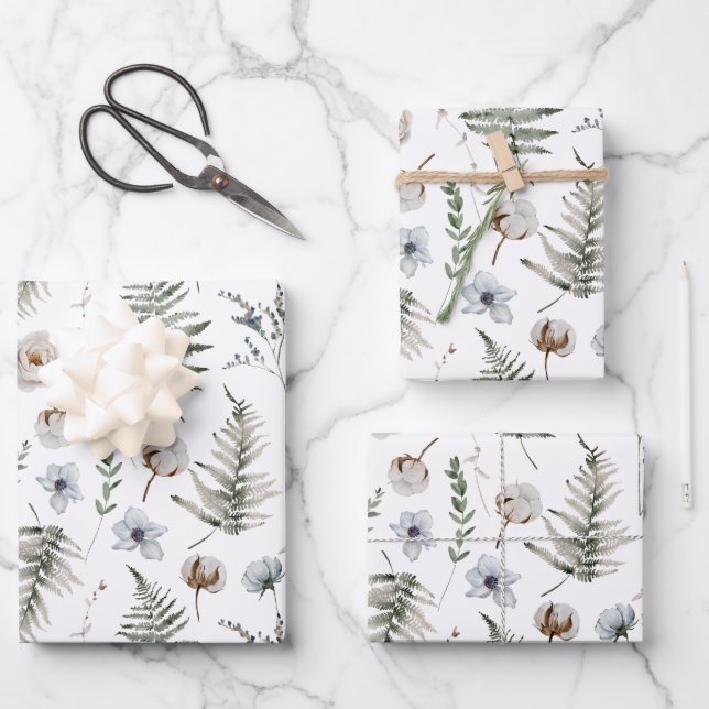 Fleurs et feuilles de fougère Forêt florale botani (Recto)