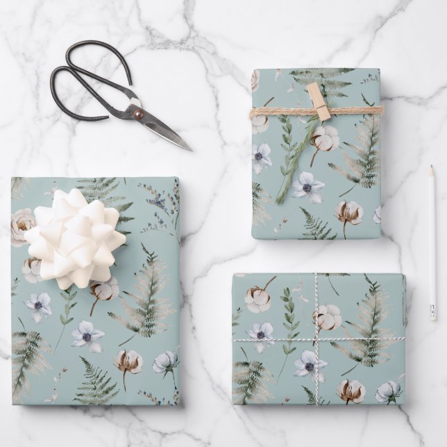 Fleurs et feuilles de fougère Forêt florale botani (Recto)