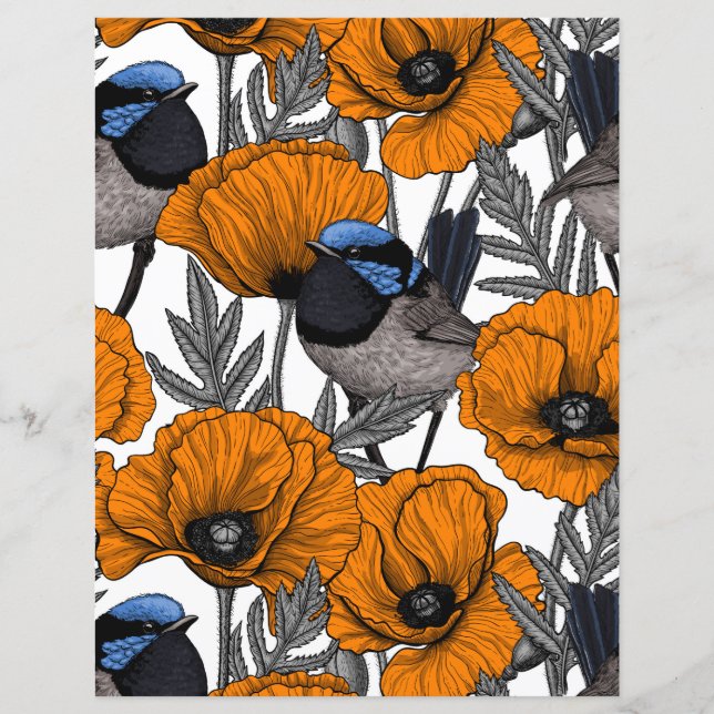 Fleurs et fleurs de pavot orangé 2 (Devant)