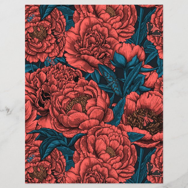 Fleurs et moisissures de pivoines rouges (Devant)