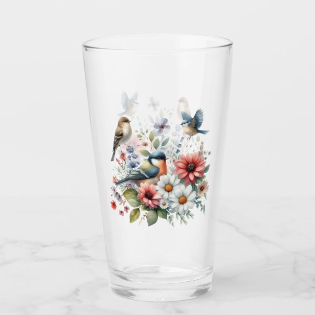 Fleurs Et Oiseaux Boire Du Verre (Devant)
