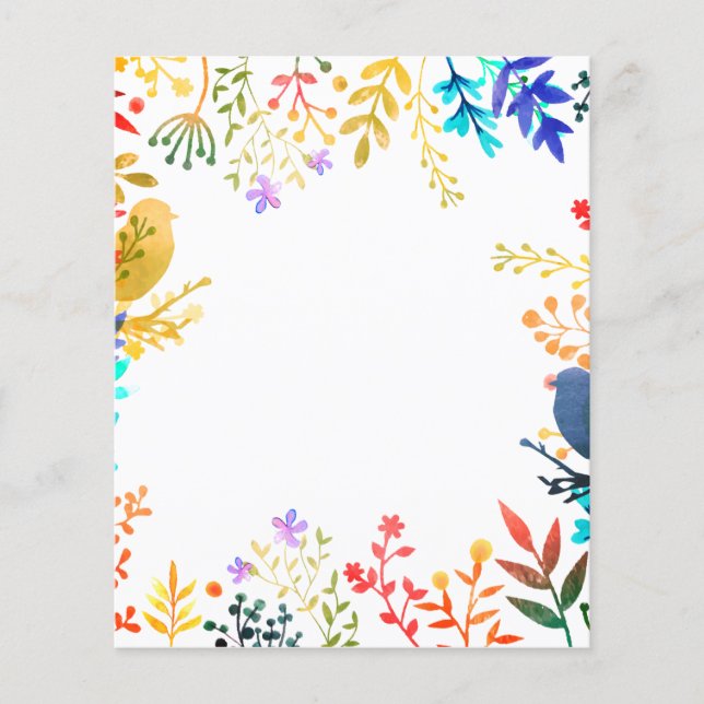 Fleurs et oiseaux encadrent le papier de fond de s (Devant)