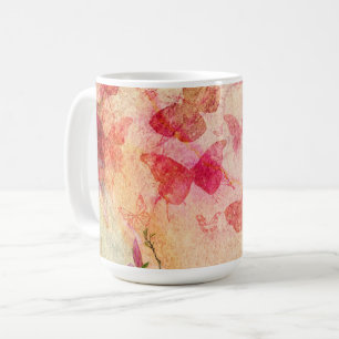 Fleurs Et Papillons Aquarelle, Mug De Café