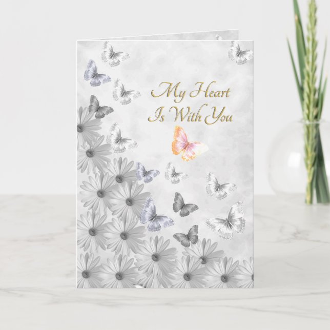 Fleurs et papillons Carte Condolence - Ami (Devant)