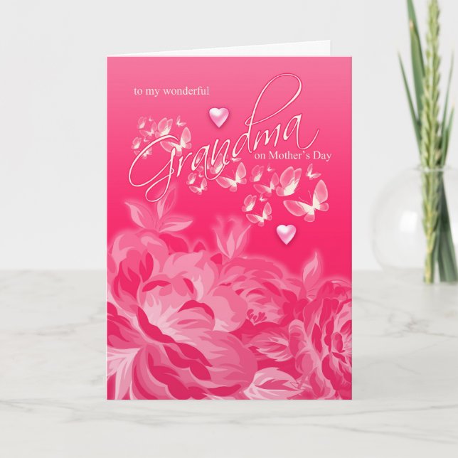 Fleurs et papillons de la carte mère de grand-mère (Devant)