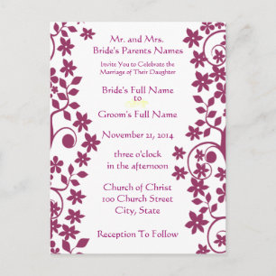 Fleurs et perles de faire-part de mariage-Plum