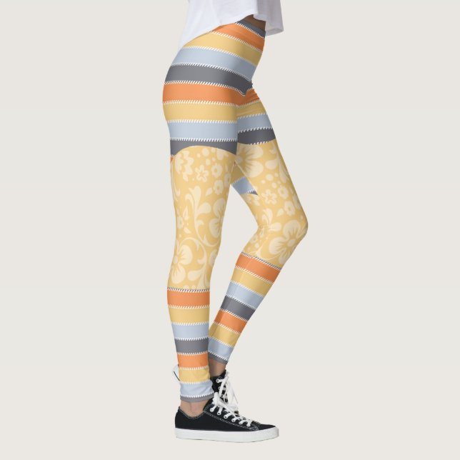 Fleurs et rayures Leggings Pantalons de yoga (Droite)