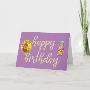 Fleurs et Teacups Carte féminine d'anniversaire