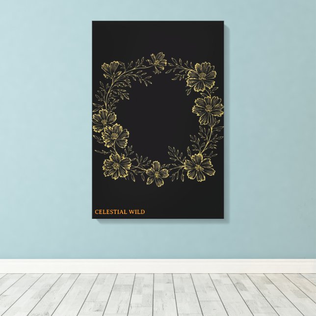 Fleurs Éternelles Dorées Toile Murale Art Floral (Insitu (Plancher de Bois))