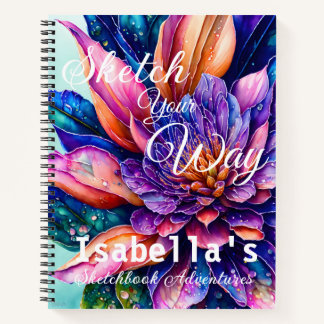 Fleurs exotiques élégantes, cahier de croquis à l'