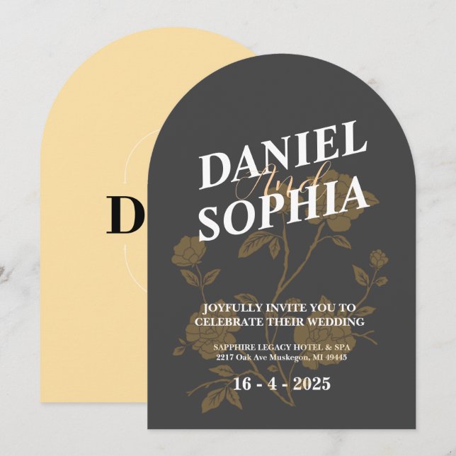 Fleurs faire-part de mariage rétro (Devant / Derrière)