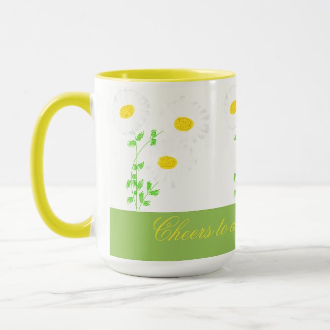 Fleurs Faisées Fleurs Jaunes Et Mug Vert (Gauche)
