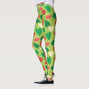 Fleurs flamingo colorées leggings motifs