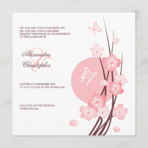 Fleurs Fleurissant Papillons Faire-Part de Mariage