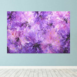Fleurs Fleurissantes Rose Violet Art Mural Abstrai