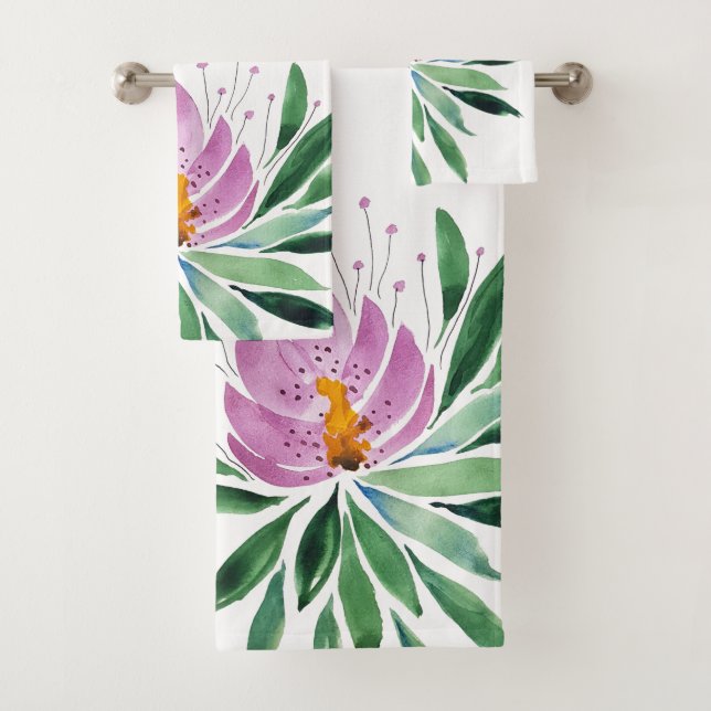 Fleurs Fleurs Violet Lotus Aquarelle Art (En situation)