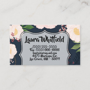 Fleurs florales blanches cartes de visite sur bleu