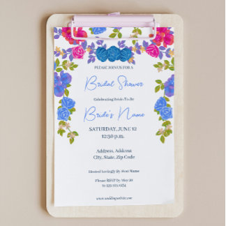 Fleurs florales colorées Invitation de douche nupt