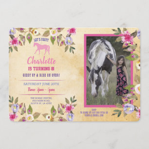 Fleurs florales de la fête du Cheval Invitation ro