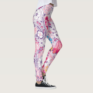 Fleurs florales de style vintage Leggings en rose