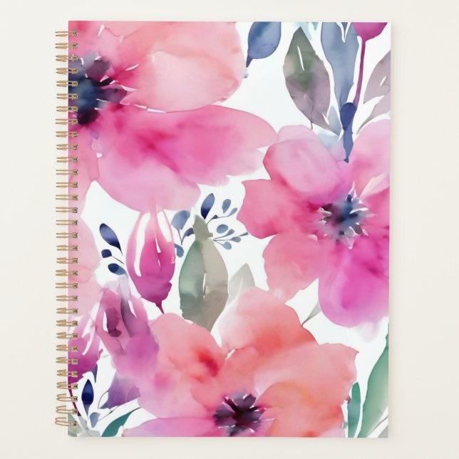 Fleurs Florales | Fleurs Roses Peintes à l'Aquarel (Devant)