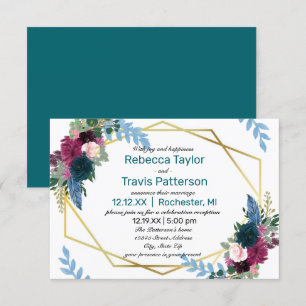 Fleurs Florales Mod Turquoise -3x5 Faire-Part de M