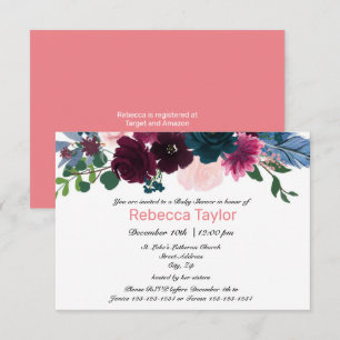 Fleurs Florales Rose - Invitation Baby Shower 3x5