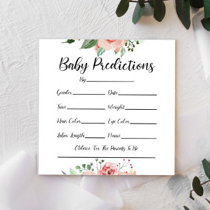 Fleurs florales roses Cartes de prédiction Baby sh