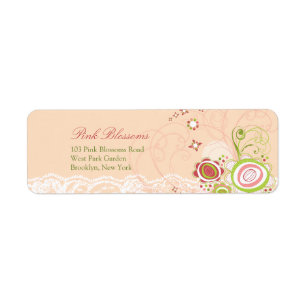 Fleurs florales roses douces Étiquettes de adresse