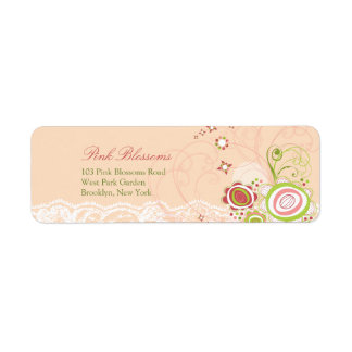 Fleurs florales roses douces Étiquettes de adresse