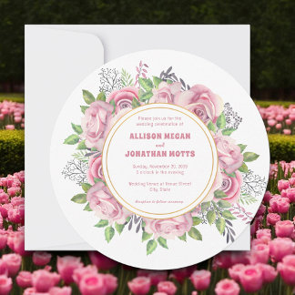 Fleurs florales roses Élégante invitation de maria