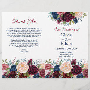 Fleurs florissantes Marsala Pink Navy