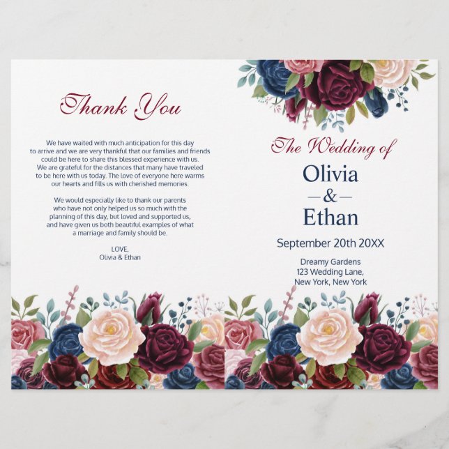 Fleurs florissantes Marsala Pink Navy (Devant)