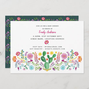 Fleurs folkloriques Baby showers Invitations Aquar