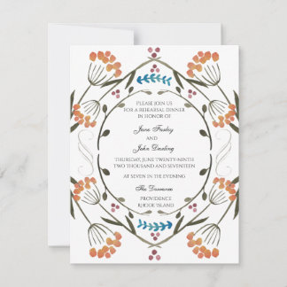 Fleurs folkloriques Invitation avec détail bleu