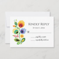 Fleurs folkloriques polonaises Carte de remercieme