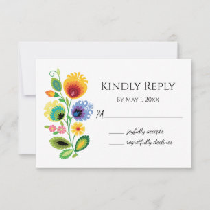 Fleurs folkloriques polonaises Carte de remercieme