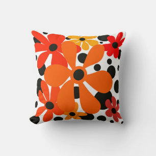 Fleurs funky en Halloween couleurs coussin