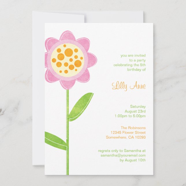 Fleurs funky Flower Girls Invitations de fête d'an (Devant)