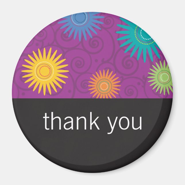 Fleurs funky sur aimant pourpre (Devant)