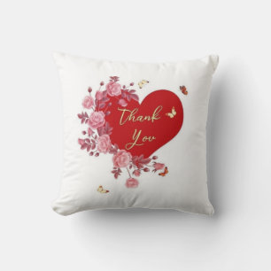 Fleurs gracieuses : Merci Floral Heart Coussin