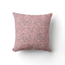 Fleurs grises sur le coussin rose de MOJO