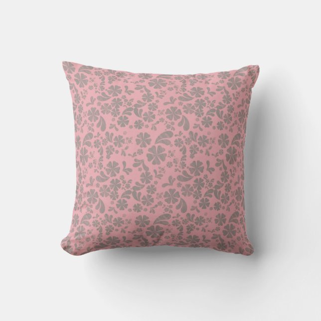 Fleurs grises sur le coussin rose de MOJO (Recto)