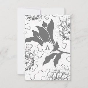 Fleurs grises vintage avec monogramme Merci