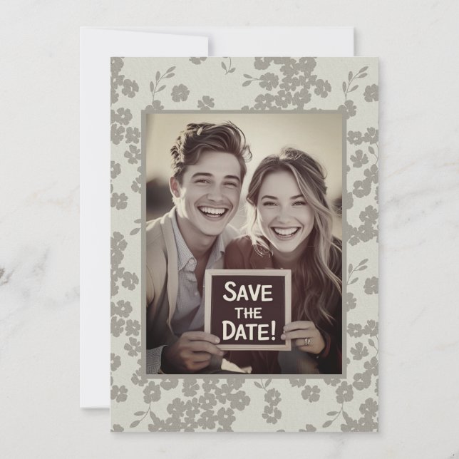 Fleurs grises vintage pour faire-part de mariage n (Dos)